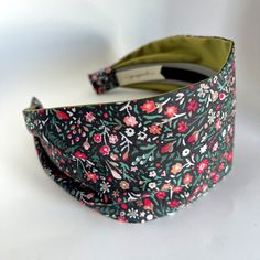 "Christmas headband. Extra wide cotton hairband.  The fabric is permanently attached to a 1\" fabric covered fitted headband base for no slip wear.  Super comfy!  Great for short hair too!  This headband features:  * beautiful green fabric with red flowers  Wintertide Blooms Holly Wintertale Collection Katarina Roccella Art Gallery Fabrics *3.25\" width. Custom widths available upon request.  *backed in solid green 100% organic Cotton  *one size fits most design. Can accommodate special requests Extra Wide Headband, Headband For Women, Christmas Headband, Handmade Headbands, Solid Green, Wide Headband, Art Gallery Fabrics, Hair Bands, Christmas Gifts For Women