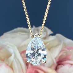 Wow picks! Moissanite Necklace Pear Pendant For Ladies, Pear Shape Solitaire Pendant 14K Gold Necklace, Teardrop Shape April Birthstone Pendant, #4624 at $336.00 Choose your wows. 🐕 #14kGold #GraduationGift #SimulatedDiamond #BridalGift #WeddingGift #BirthdayGift #PearShape #TearDrop #GiftForHer #EngagementGift Luxury Pear-shaped Halo Setting Necklace, Luxury White Gold Teardrop Pendant Jewelry, Luxury Nature-inspired Teardrop Necklace, Yellow Gold Drop Necklace With Prong Setting, Pear-shaped Diamond Necklace, Wedding Necklace With Prong Setting And Pear Shape, Yellow Gold Pear-shaped Diamond Necklace With Gemstone, Wedding Necklace With Pear Prong Setting, Pear-shaped Gemstone Diamond Necklace As Gift