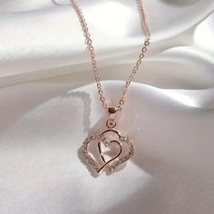 011 Brand New Rose Gold Plated Double Heart Pendant Necklace Simulated Diamonds -Has Rhodium Finish For Extra Shine And Also Extra Protection -100 % Hypoallergenic -Will Not Tarnish Or Fade -Perfect For Gift, Holiday,Christmas,Birthday,Vacation, Mother's Day,Valentine's Day Comes In A Little Gift Box Like The Item? Make An Offer Same Day Shipping Happy Shopping Rose Gold Double Heart Jewelry For Valentine's Day, Rose Gold Clavicle Chain For Valentine's Day, Feminine Rose Gold Necklace Gift For Her, Rose Gold Heart-shaped Jewelry, Feminine Jewelry For Valentine's Day, Rose Gold Dainty Necklace For Valentine's Day, Feminine Rose Gold Jewelry With Heart Charm, Feminine Heart Necklace For Valentine's Day, Dainty Rose Gold Necklace For Valentine's Day