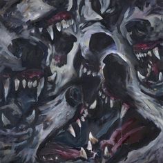 an abstract painting with many teeth and fangs