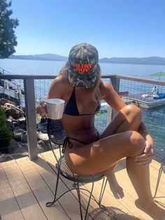 Morning , coffee , lake side , lake house , summer , bikini , little black bikini , dairy girl Holy Grail, Morning Coffee, Summer Style, Good Morning, Summer Outfits, Summer Fashion, Coffee, Quick Saves, Beauty