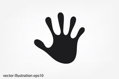 a black hand icon on a white background