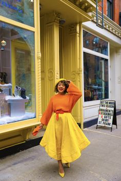 Colors That Go With Orange Outfits, Colorful Mid Size Outfits, Yellow Outfit Plus Size, Colorful Curvy Outfits, Mid Size Fashion Colorful, Curvy Colorful Outfit, Colourful Plus Size Fashion, Maximalist Plus Size Fashion, Orange And Red Outfit