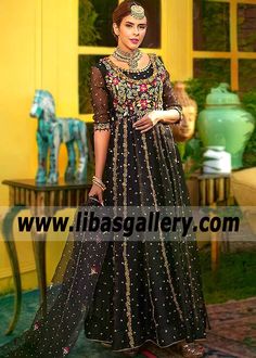 Designer Party Dresses for Brides Austin Texas USA Pakistani Bridesmaid Dresses Collection Pakistani Bridesmaid Dresses, Latest Anarkali Designs, Kalidar Anarkali, Anarkali Party Wear, Pakistani Bridesmaids, Party Wear Suits, Black Anarkali