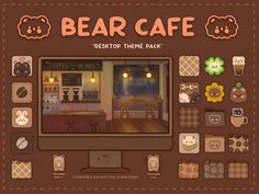 the bear cafe desktop theme pack is designed to look like it has many different items