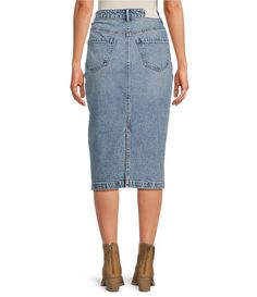 Every Denim Midi Skirt | Dillard's High Rise Fitted Denim Skirt, High Rise Fitted Skirt With Button Closure, Mid-rise Fitted Lined Skirt, Fitted High Rise Skirt With Button Closure, Fitted Midi Denim Skirt, Fitted High Rise Lined Skirt, Denim Midi Skirt, Dillard's, Every Woman