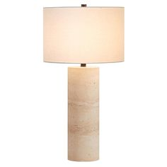 Meyer&Cross Corbett 29 in. Natural Travertine Stone Table Lamp with Fabric Shade TL2127 - The Home Depot Stone Table Lamp, Stone Table, Travertine Stone, Eclectic Modern, Cfl Bulbs, Led Light Bulbs, Ceramic Table Lamps, Ceramic Table