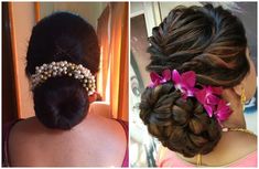 29 Beautiful and Easy Hairstyles to Pair with Your Saree Curly Hair Bun Styles, Hairstyle For Saree, Curly Hair Bun