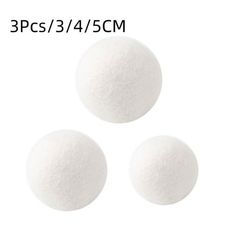 three balls of white powder on a white background with the words 3 pcs / 3 / 4 / 5cm