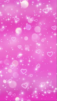 pink background with hearts and stars in the sky for valentine's day wallpaper