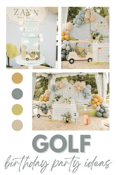 a golf themed birthday party with balloons and decorations