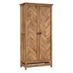 a wooden armoire with two doors and drawers