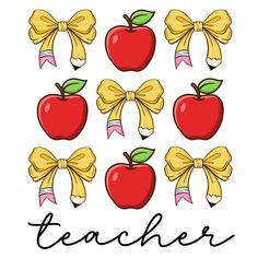 an image of teacher's apples with bows