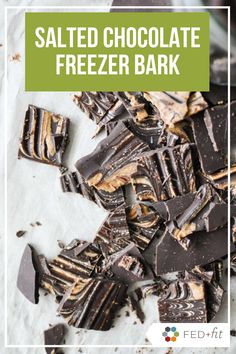 salted chocolate freezer bark with text overlay