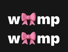 two pink bows with the words wmap and wmp on them in white letters