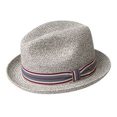 Bailey Salem Packable Hat | DelMonico Hatter Classic Striped Adjustable Hat, Classic Adjustable Striped Hat, Casual Striped Fedora Straw Hat, Summer Hat With Striped Short Brim, Striped Flat Brim Hat For Summer, Summer Fedora For Kentucky Derby With Short Brim, Striped Fedora Hat For Spring, Adjustable Striped Fedora Hat, Striped Adjustable Fedora Sun Hat