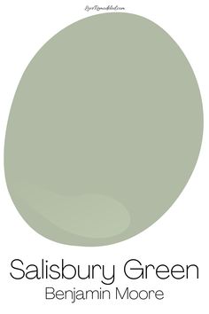 a green paint color with the words salisbury green in black and white, on top of it