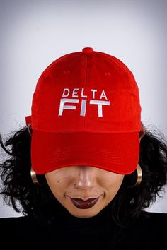 Delta FIT polo dad hat, red Delta Sigma Theta Hat, Delta Girl, Divine 9, Theta Sorority, Delta Sigma Theta Sorority, Weekend Outfits, Delta Sigma Theta, Face Protection, Dad Cap