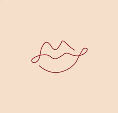 a red line drawing of a wave on a beige background