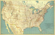 an old map of the united states with roads and major cities in each country's borders