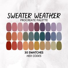 the swatter weather procreate palette includes 30 swatches and hex code