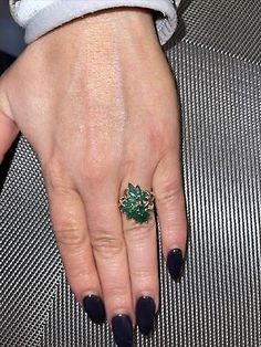 14k yellow gold emerald and diamond cluster ring  | eBay Diamond Cluster Ring, Diamond Cluster, Cluster Ring, Round Diamonds, Emerald, Jewelry Rings, Fine Jewelry, Diamonds, Yellow Gold