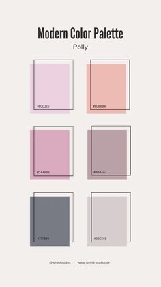 the modern color palette is shown in shades of pink, grey and white with text that reads