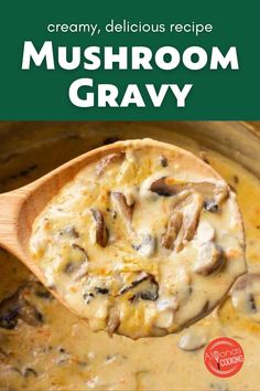 Looking for a tasty, thick mushroom gravy sauce? Find out how to make this creamy, delicious mushroom recipe. Made with baby Bella mushrooms, simmer in the mushroom juices with onion and carrots then finish off with heavy cream. Click the link for tips on making the perfect pot of gravy including freezer instructions for the best homemade mushroom gravy. Mushroom Dip, Baby Bella Mushrooms, Mushroom Gravy Recipe, Mushroom Recipe, Fried Mushrooms, Homemade Alfredo Sauce, Gravy Sauce, Mushroom Gravy