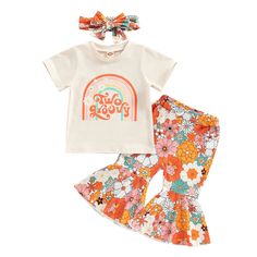 PRICES MAY VARY. 【Material】: Cotton blend. Soft and comfort. Skin-friendly, durable and not easy to deform, good breathability and comfortable to wear.Boho baby girl clothes, 3pcs baby girl summer clothes, so chic and cute! 【Design】: Baby girl birthday outfit, 1st birthday girl outfit, 2nd birthday outfit girl, two groovy outfit toddler girl, short sleeve ''Groovy One'' romper flared pants headband set, short sleeve ''Two Groovy'' t-shirt bell bottoms headband set,baby girl bell bottoms, baby gi Boho Baby Girl Clothes, Girl Birthday Outfit, Groovy One, Two Groovy, 2nd Birthday Outfit, Boho Baby Girl, Printed Flare Pants