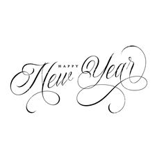 the word happy new year written in cursive writing