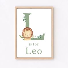 This personalised sage green lion initial wall print would look perfect in a baby boy's nursery or a child's bedroom! It would also be the perfect gift for a little one's room for something lovely to put on display with their own name on it. A great idea for a keepsake baby gift! -These prints are available to personalise with any name and are available in sizes 5 x 7 inches, A5 (5.8 x 8.3 inches) A4 (8.3 x 11.7 inches) and A3 (11.7 x 16.5 inches) -You will receive a high quality print on white Lion Nursery Ideas, Green Jungle Bedroom, Lion Nursery Theme, Baby Name Art, Jungle Bedroom, Lion Nursery, Keepsake Baby Gifts, Initial Wall, Green Jungle