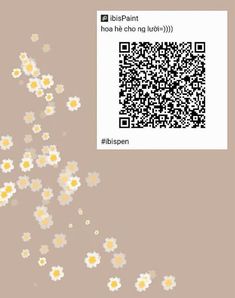 some white and yellow flowers on a brown background with a qr code in the middle