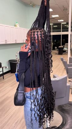 Small Small Knotless Braids, Braids For Black Hair Knotless, Small Knotless Box Braids Long With Beads, Cute Small Knotless Braids, Hair Styles Braids Knotless, Cute Hairstyles With Braids And Curls, Braids Hairstyles With Curls At The End, Small Knotless Box Braids Long Curls, Smeduim Knotless Braids