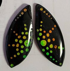 Dots appear black in the cold. The color shift is based on temperature.  Resin top coated for a perfect glass finish. Paint On Clay, Thermal Paint, Resin Top, Mood Ring, Sale Items, Jewelry Earrings Dangle, Slip On Sneaker, Sell On Etsy, Dangle Drop Earrings