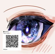 a close up of an eye with a qr code in front of the iris