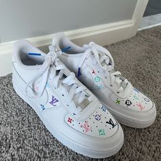 Custom Louis Vuitton Air Force 1. These Are A Size 7.5 Women’s. Louis Vuitton Air Force 1, Nike Shoes Custom, Custom Louis Vuitton, Custom Air Force 1, Shoes Custom, Air Force 1, Womens Shoes Sneakers, Gray White, Air Force