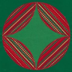 a red and green circular design on a green background