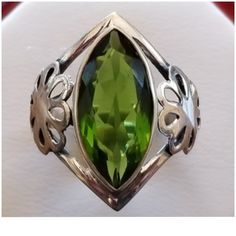 Gorgeous! Bright Green With Perfect Sparkles! A Very Lovely Ring With Lots Of Sparkle And Color!!! Set In 925 Stamped Sterling Silver. Please See All Pictures For More Detail And Measurementsml. Brand New. Never Worn. Wholesale Prices Always....Or Less Green Sterling Silver Gemstones With Polished Finish, Green Polished Sterling Silver Gemstones, Classic Green Jewelry With Stone Setting, Elegant Peridot Jewelry Stamped 925, Elegant Stamped 925 Peridot Jewelry, Classic Peridot Jewelry, Elegant Green Gemstones In Sterling Silver, Hallmarked Green Gemstones, Green Marquise Sterling Silver Jewelry