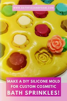 Want to add a personal touch to your handmade cosmetics? Check out our easy tutorial on how to make a DIY silicone mold for gorgeous custom shaped cosmetic bath sprinkles! If you are making bath bombs, bubble bars, or other cosmetic bath products, you can use bath sprinkles to embellish them! This step-by-step guide with lots of pics will show you exactly how to make this mold. Click through to our blog! Make A Silicone Mold, Diy Silicone Mold, Sprinkles Recipe, Homemade Bubbles, Bath Fizz, Star Sprinkles, Star Mold, Diy Silicone, Bubble Bars