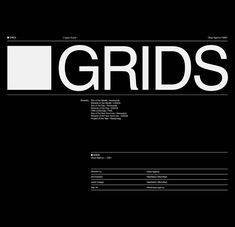 the words grids are written in white on black