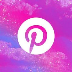 a pink and blue background with an image of the pin logo on top of it