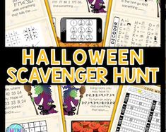 halloween scavenger hunt for kids to practice counting and subtracing with numbers