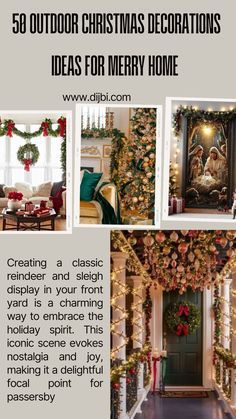 christmas decorating ideas for merry home with pictures on the front door and in the living room