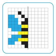 a blue and yellow crossword puzzle with squares in the middle, on a white background