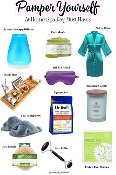 Pamper Day Checklist, How To Pamper Yourself, Vagacial At Home, At Home Spa Day Aesthetic, Spa Day At Home With Friends, Spa Must Haves, Spa Day Checklist