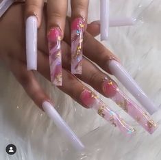 Long Nail Ideas, Long Acrylic Nail Designs, Diy Acrylic Nails, Ombre Acrylic Nails, Long Nail, Dope Nail Designs, Long Acrylic Nails Coffin