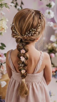 Curly Flower Girl Hairstyles, Kids Wedding Hair Updos, Hairstyles For Flower Girls Wedding, Disney Princess Hairstyles For Kids, Flower Girl Hair Updo, Flowergirls Hairstyle, Hairstyles Crown Braid, Girls Wedding Hairstyles Kids, Flower Girl Hairstyle