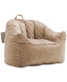 the bean bag chair is made out of sued