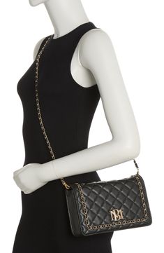 Polished hardware adds a touch of shine to a faux-leather crossbody bag with a quilted texture for dimensional play. 9"W x 5"H x 3"D Synthetic Imported Badgley Mischka, Leather Crossbody Bag, Leather Crossbody, 3 D, Crossbody Bag, Faux Leather, Nordstrom, Texture, Chain