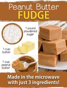 peanut butter fudge made in the microwave with just 3 ingredients to make it taste amazing